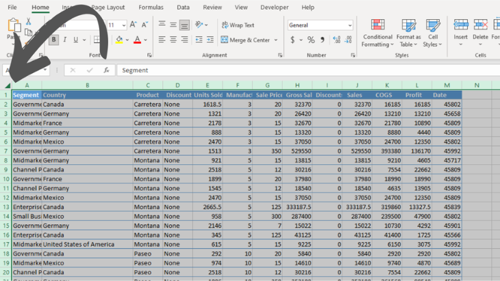 Select Entire Worksheet In Excel