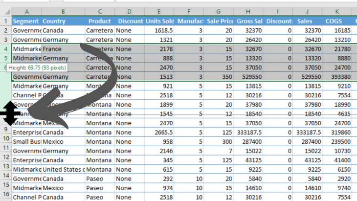 Resize Multiple Rows In Excel