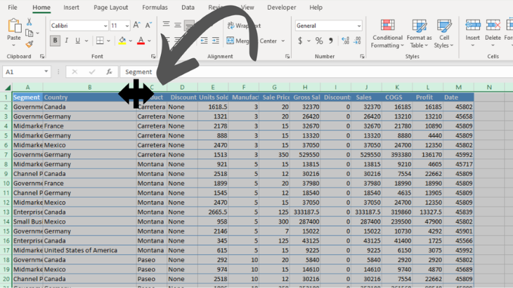 Click and Drag To Resize All Columns